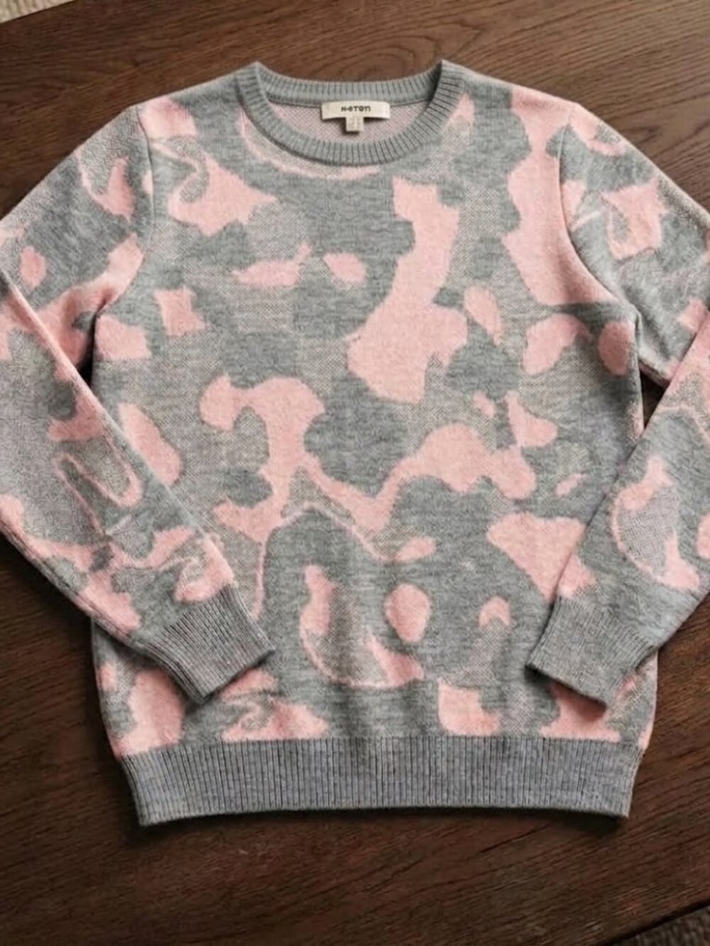 KOTON Pink & Grey Abstract Camo Knit Jumper / Sweater (Size S)